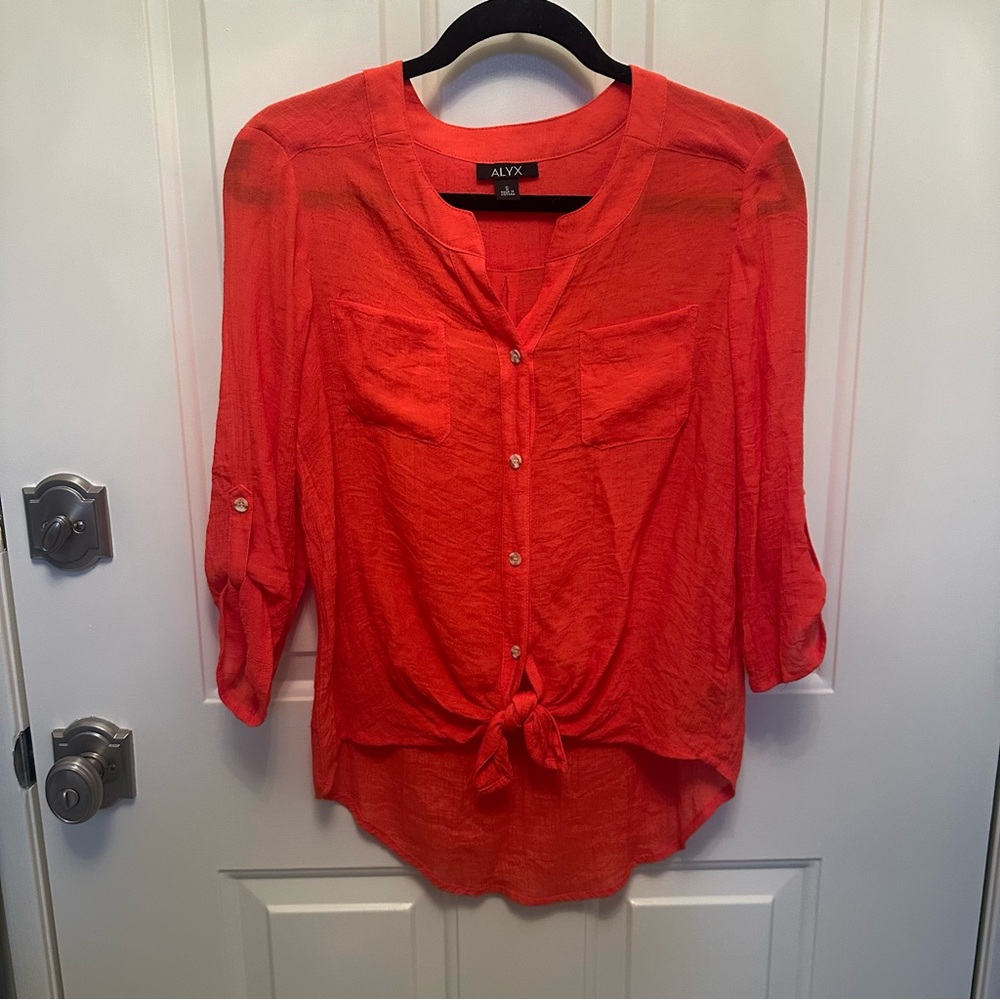 Alyx Women's Redish Orange Button-Up Top